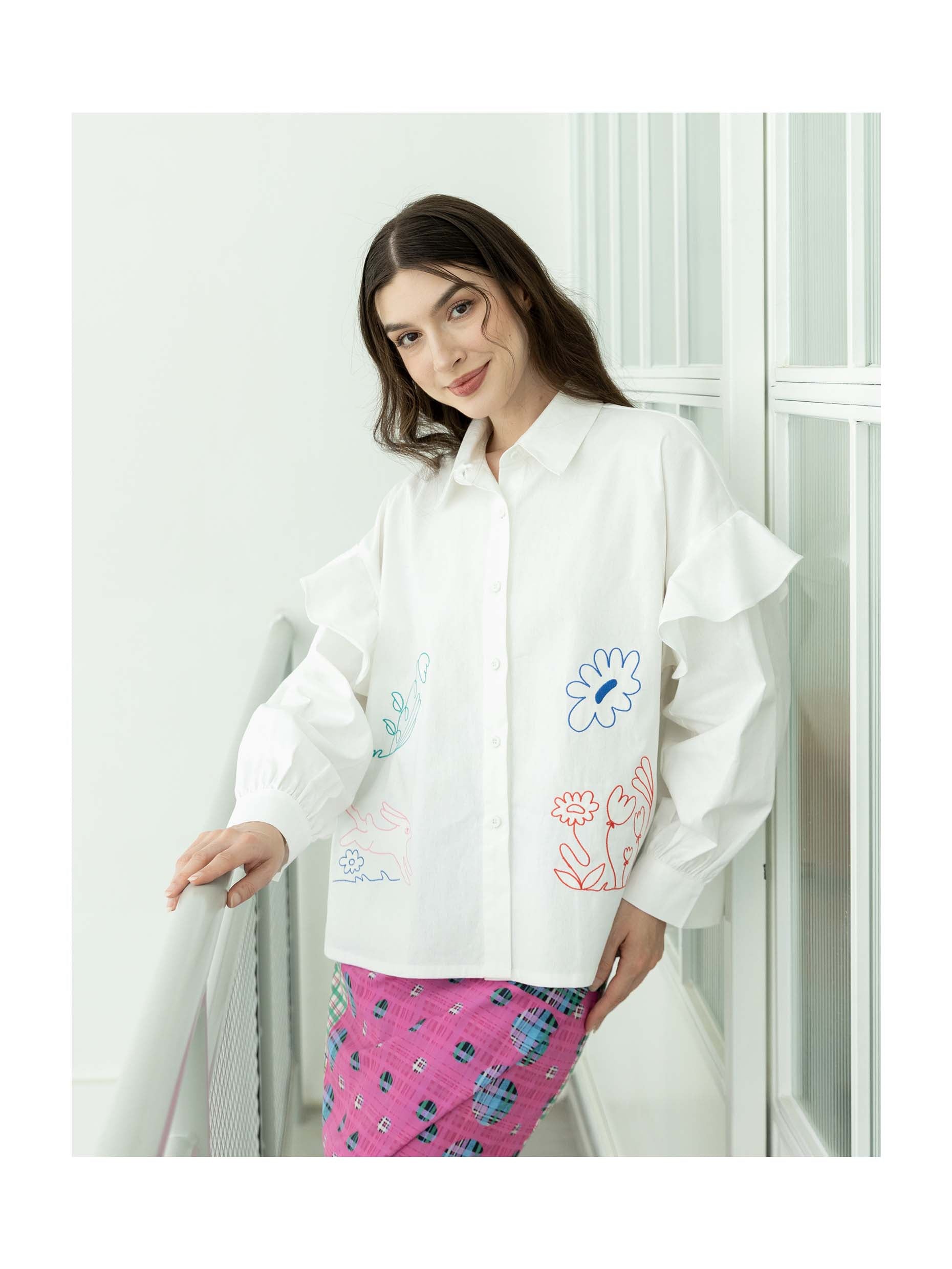 Nadjani Flora Top White